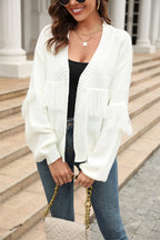 Double Take Fringe Trim Open Front Cardigan Trendsi