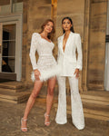 Alyia Feather Event Mini Dress-White aclosy