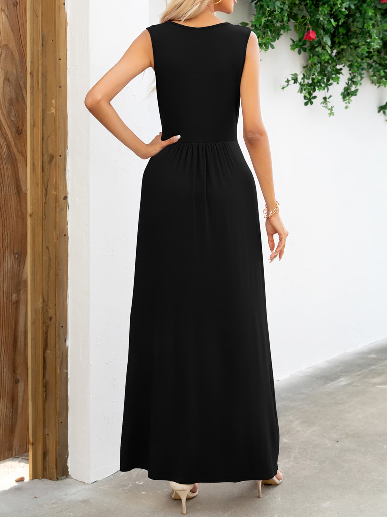 Surplice Neck Sleeveless Maxi Dress Trendsi