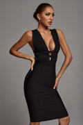 Careiga V Neck Bandage Party Dress Aclosy