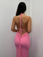 Women's Temperament Fashion Halter Neck Slim Hip Dress Aclosy