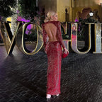 Lesya Round Neck Flower Waist Button Sequin Dress aclosy