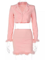 FEATHER TRIM MINI SKIRT aclosy