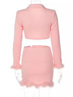 FEATHER TRIM MINI SKIRT aclosy