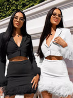 FEATHER TRIM MINI SKIRT aclosy