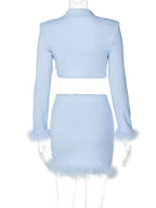 FEATHER TRIM MINI SKIRT aclosy