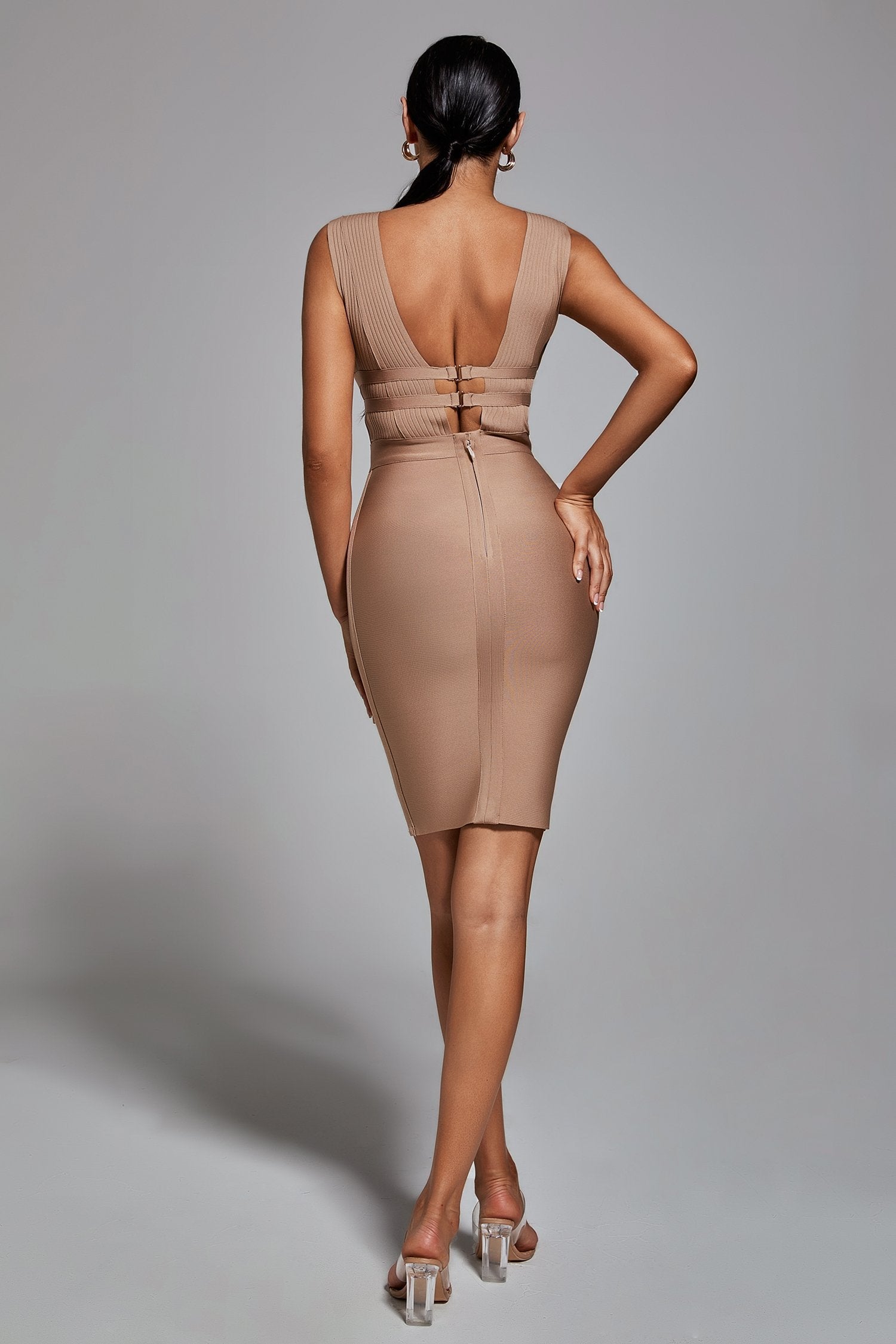 Careiga V Neck Bandage Party Dress Aclosy