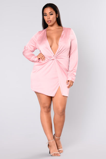 Ruched split sexy long sleeve mini dress aclosy