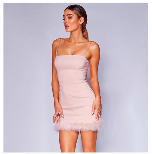 Mini Cassey Feather Party Dress aclosy