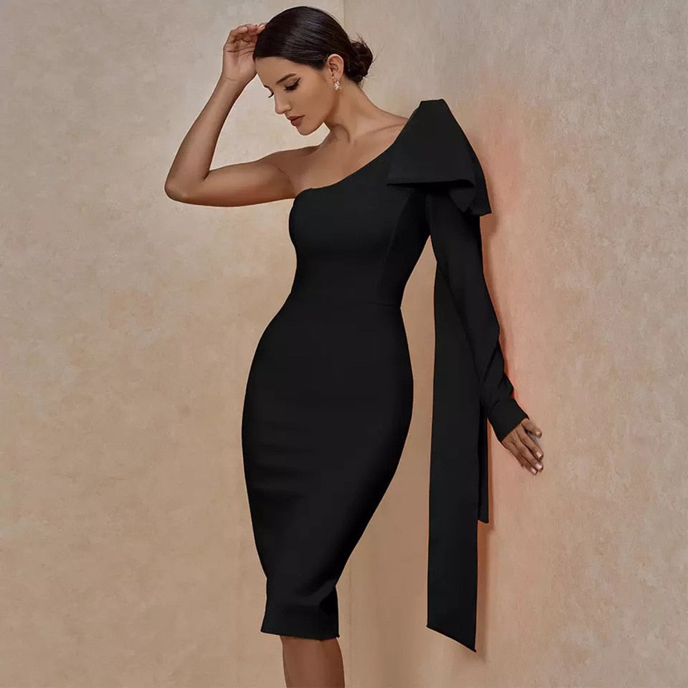 Ayla Black One-Shoulder Bandage Dress aclosy