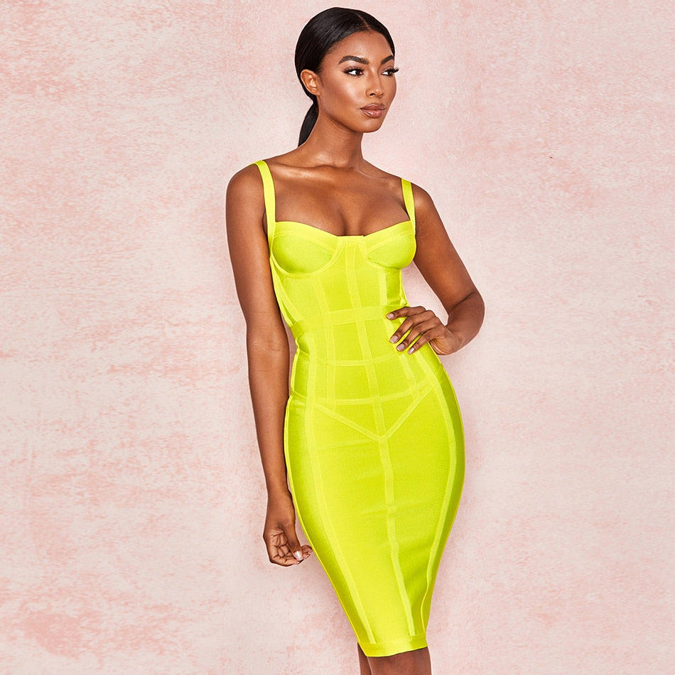 Sexy Sling Bag Hip Dress-Yellow aclosy