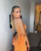 Lace Up Temperament Long Skirt With Neck Hanging Dress Aclosy