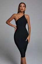 Lura One Shoulder Midi Cocktail Dress aclosy