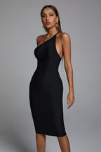 Lura One Shoulder Midi Cocktail Dress aclosy
