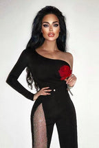 One-shoulder Diamond Jumpsuit aclosy