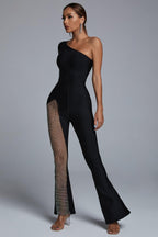 One-shoulder Diamond Jumpsuit aclosy