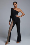 One-shoulder Diamond Jumpsuit aclosy