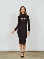 Cut-Out Long Sleeves Party Bandage Clubwear Midi Dress aclosy
