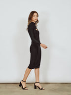 Cut-Out Long Sleeves Party Bandage Clubwear Midi Dress aclosy