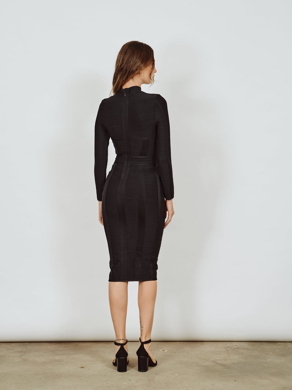 Cut-Out Long Sleeves Party Bandage Clubwear Midi Dress aclosy