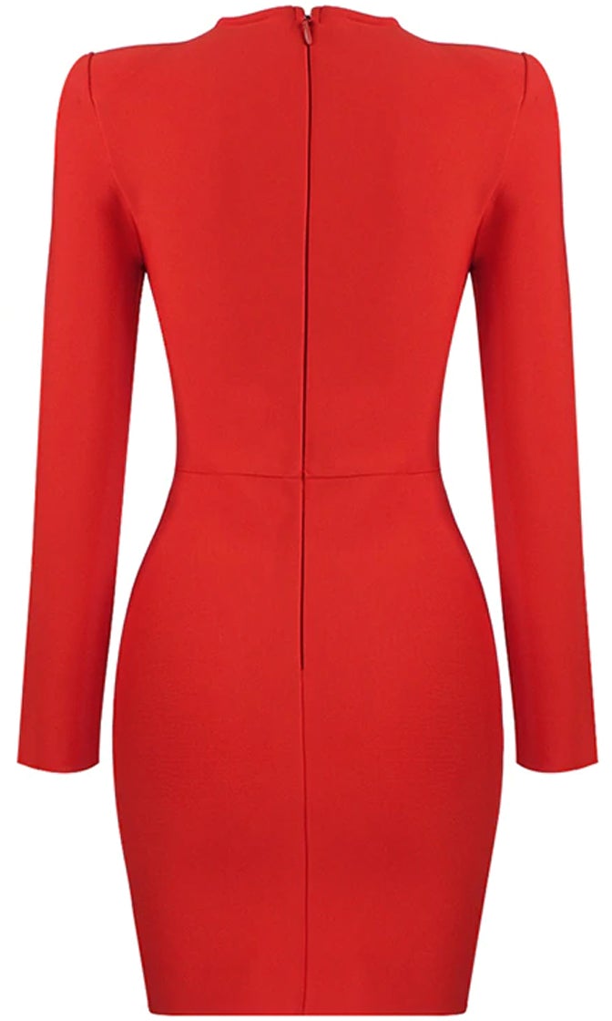 Elite V Neck Mesh Mini Dress Set-Red Trendsi