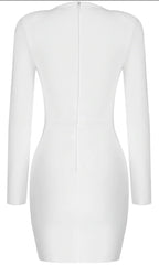 Elite V Neck Mesh Mini Dress Set-White Trendsi