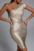 Lemiya Metallic Mini Bandage Dress aclosy