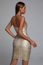 Lemiya Metallic Mini Bandage Dress aclosy