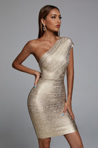 Lemiya Metallic Mini Bandage Dress aclosy