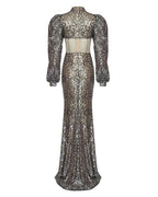 Bride Puff Sleeves Prom Dress-Silver aclosy