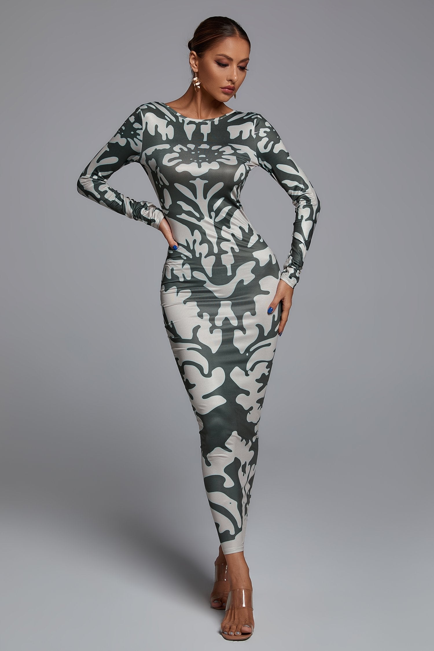 Leliya open-back printed Maxi Dress aclosy