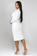 Full Sleeve Bandage party Dress-White aclosy