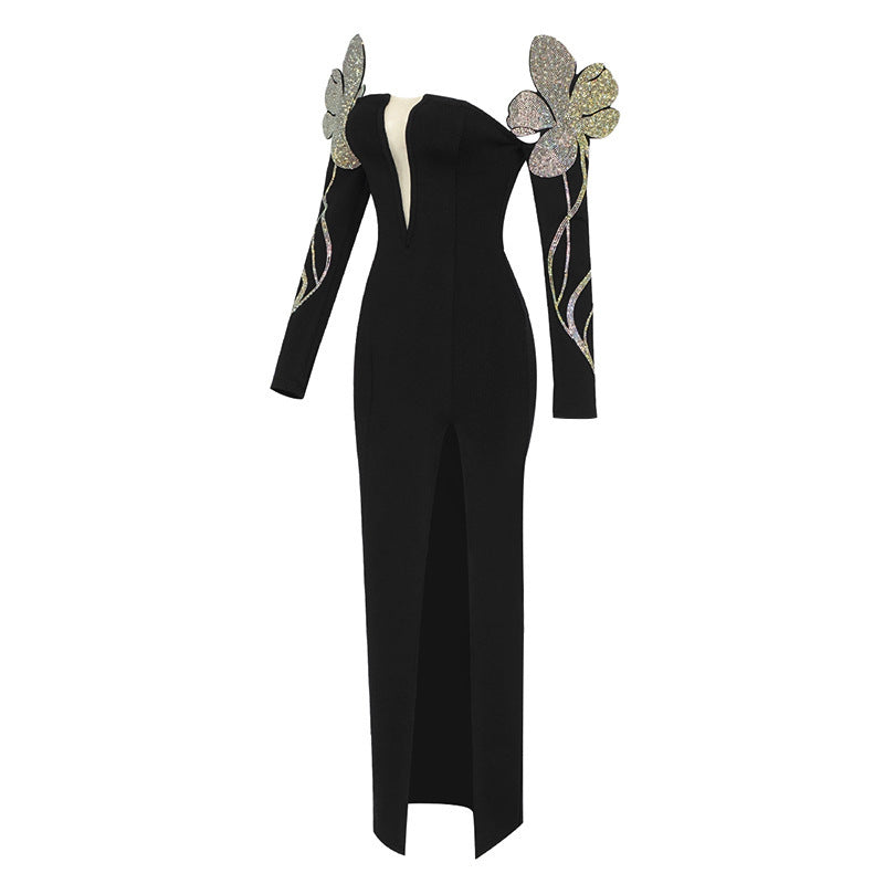 Sheia Off Shoulder Maxi Bandage Dress aclosy