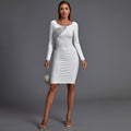 Women's Elegant Sequin Long Sleeve Bandage Dress aclosy