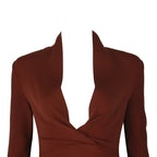 Full Sleeve Bandage party Dress-Brown aclosy