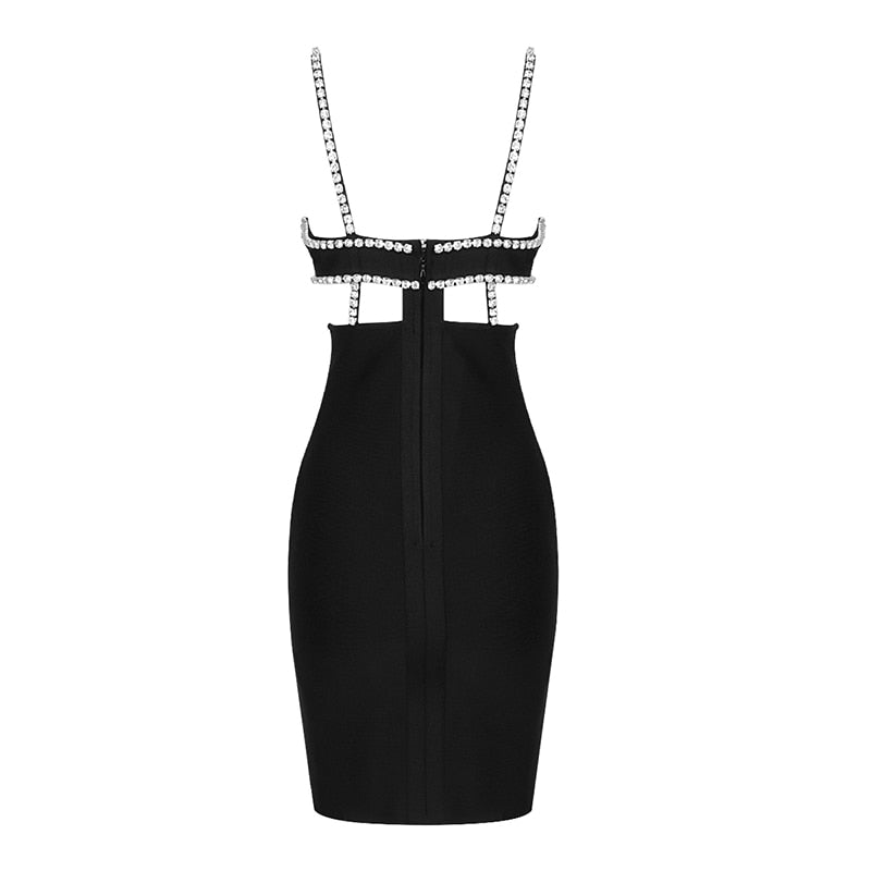 Chic Diamond Bandage Dress-Black aclosy