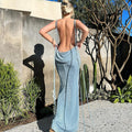 Lace Up Temperament Long Skirt With Neck Hanging Dress Aclosy
