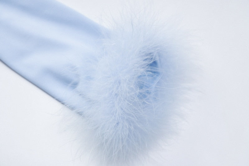 FEATHER TRIM MINI SKIRT aclosy