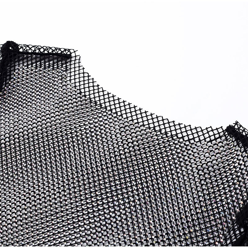 Mesh Feather Party Dress-Black aclosy