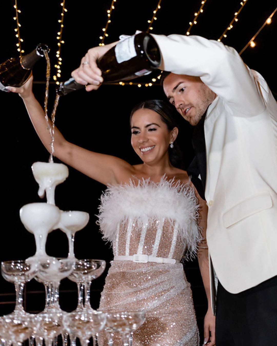 Cassey Corset Mini Feather Dress-Champagne aclosy