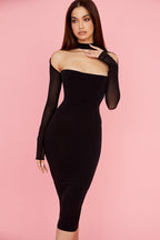 Women's Mesh Aclosy Corset Midi Dress ACLOSY