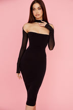 Alyia Mesh Corset Midi Bandage Dress ACLOSY