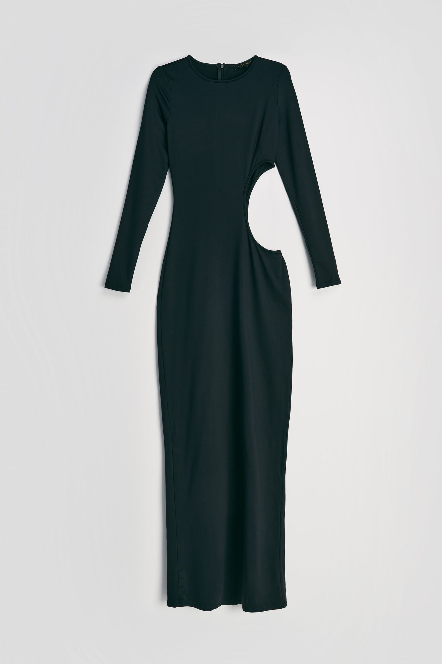 Black Long Sleeve  Curve Cut Party Dress aclosy