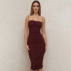 Wrapped Chest Exposed Sling Dress Dress aclosy