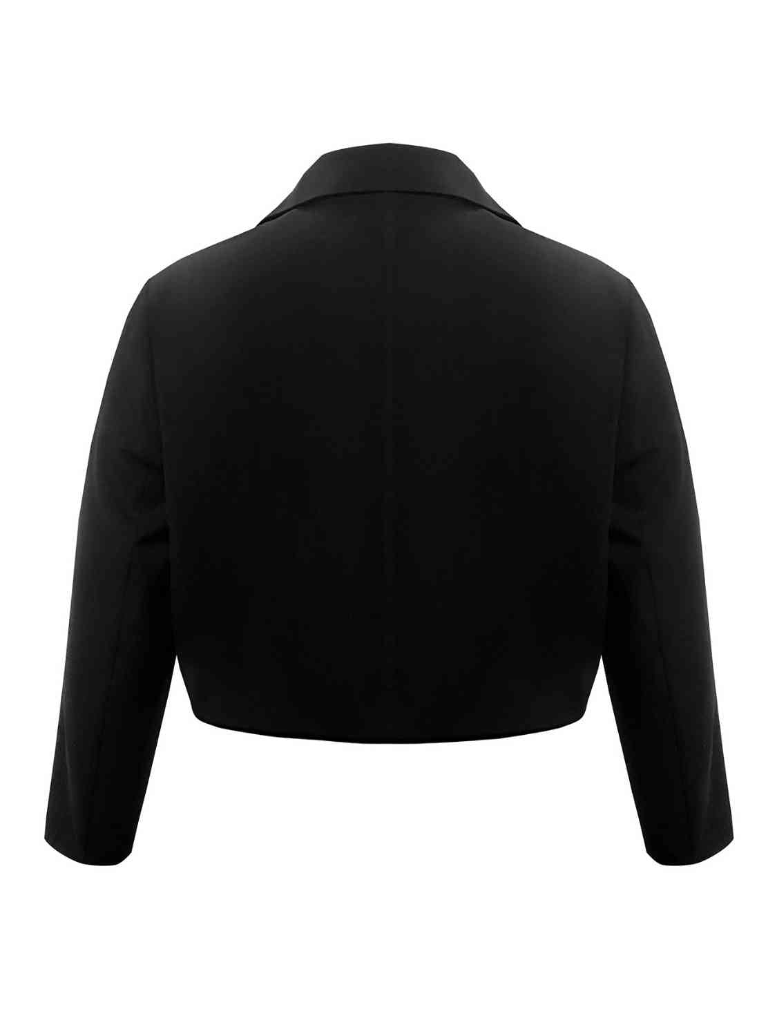 Plus Size Buttoned Lapel Collar Long Sleeve Blazer Trendsi