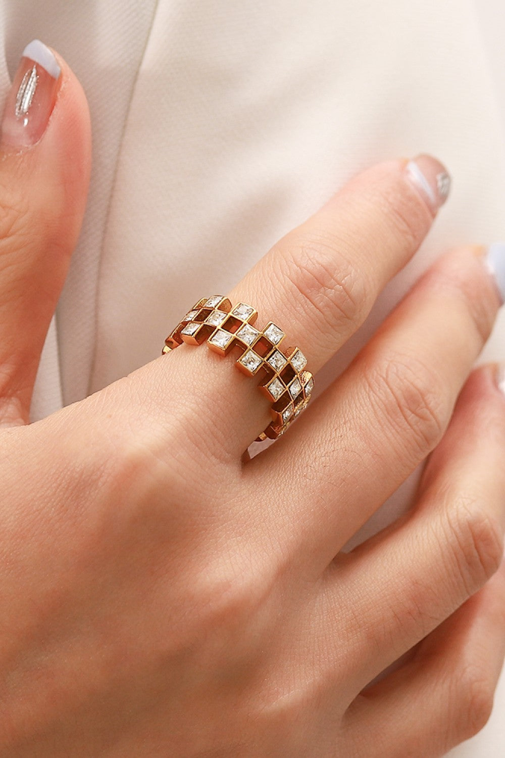 Contrast Stainless Steel 18K Gold-Plated Ring Trendsi
