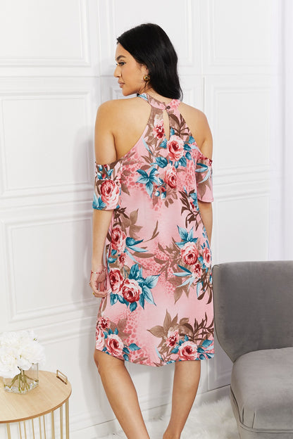 Sew In Love Full Size Fresh-Cut Flowers Cold-Shoulder Dress Trendsi