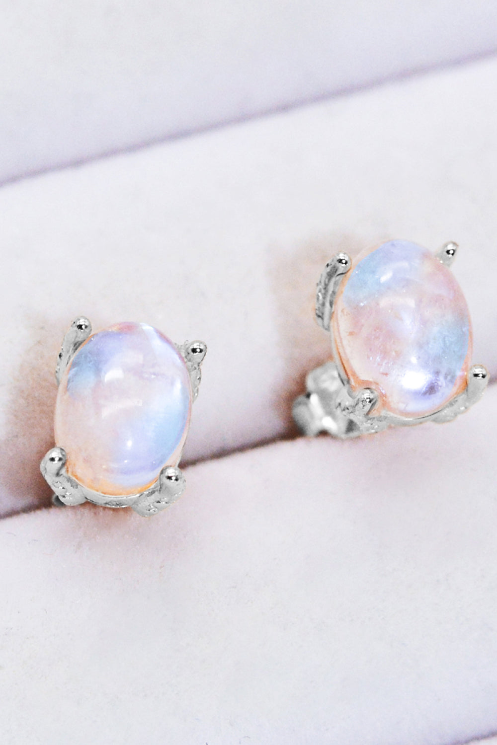 Natural Moonstone 4-Prong Stud Earrings Trendsi