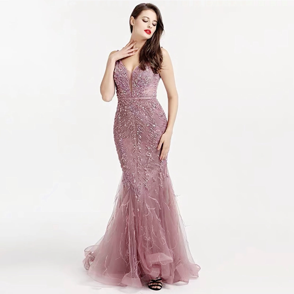 Women's Fishtail Wedding Evening Dress aclosy