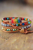 Imperial Jasper & Crystal Layered Bracelet Trendsi